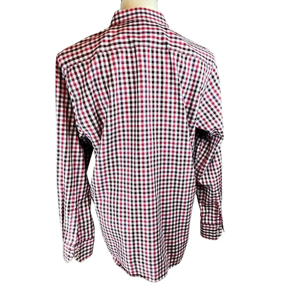 ROBERT GRAHAM Red Checked Gingham Shirt Men's Sz L‎ Fold Back Cuffs Long Sleeve - Picture 4 of 14